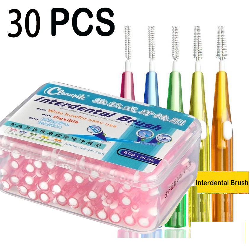 30 ชิ้น แปรงซอกฟัน Push-Pull Slim ไม้จิ้มฟันจัดฟันแปรงลวดจัดฟัน Care