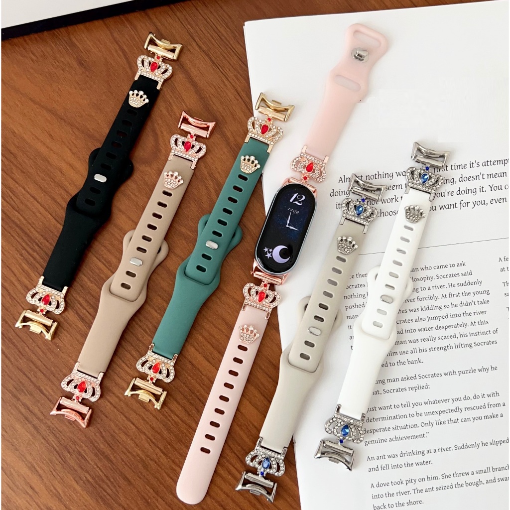 Bling Crown สายนาฬิกาสําหรับ mi band 10 สาย mi band 8/mi band 9 สาย mi band9 สายนาฬิกาโลหะ mi band 8