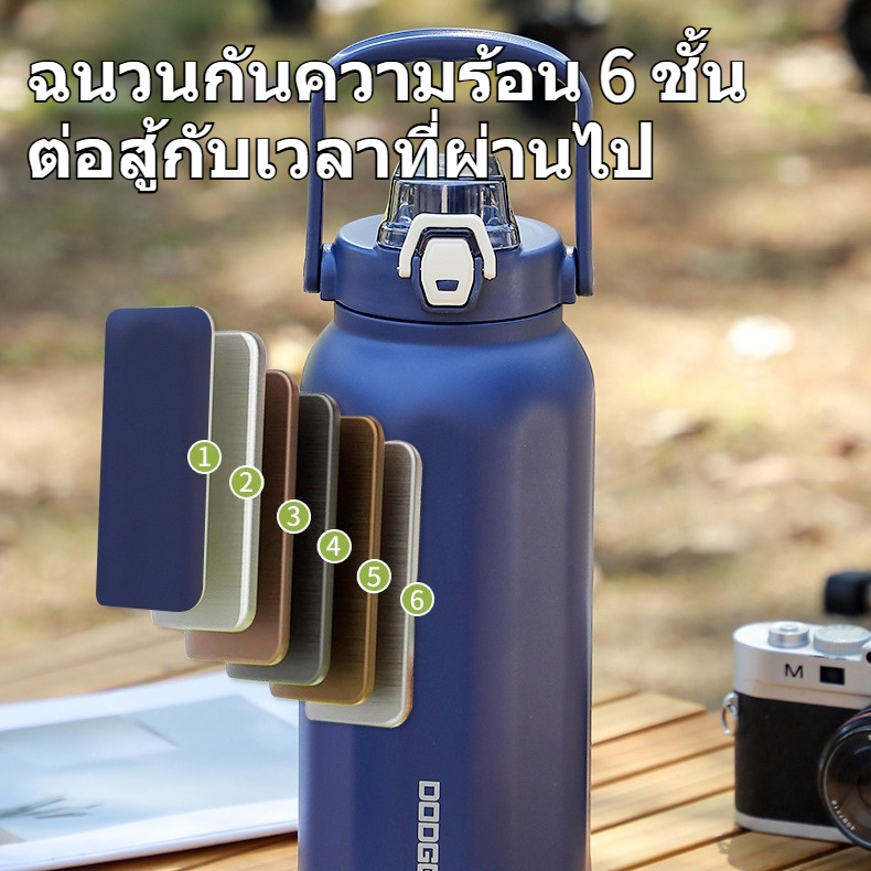 2000ml กระติกน้ำเก็บอุณหภูมิ พร้อมฟาง 316กระติกน้ำสแตน ความจุขนาดใหญ่ นอกบ้าน กีฬา ถ้วยฉนวน ราคา ถูกที่สุด ดีลบีเคเค แกลเลอรีภาพที่ 2