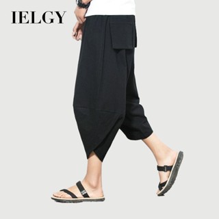 IELGY กางเกงผู้ชายสไตล์จีนฤดูร้อนผ้าลินิน คาปรี กางเกงผู้ชาย…