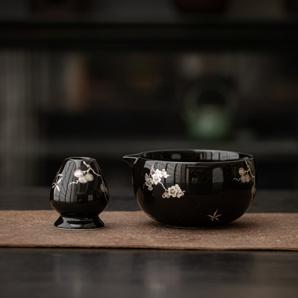 chawan matcha bowl chasen ญี่ปุ่น matcha set matchazuki ชุดมัทฉะญี่ปุ่นย้อนยุค Sharp Mouth Matcha Bowl Tea Shaker Stand พิธีชงชา