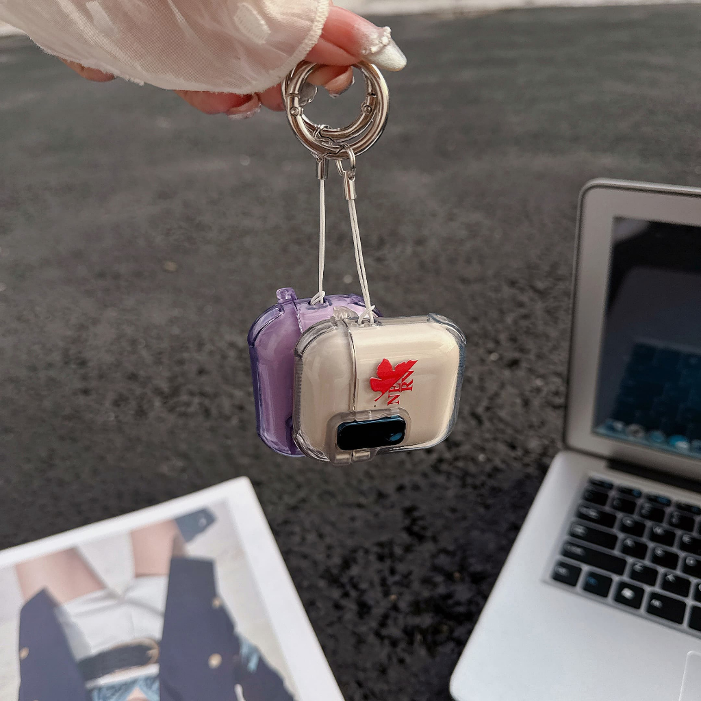 สําหรับ AirPods Pro 3 Pro2 4 Pro3 สีม่วง Neon Genesis Evangelion EVA Airpods Pro3 กรณีกันกระแทกล็อคอ