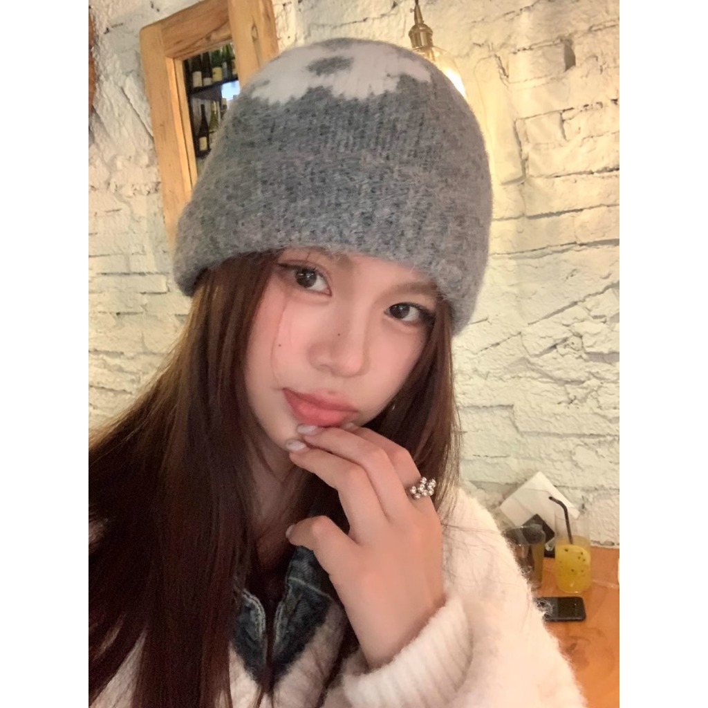 ทุกการแข่งขันถักขนสัตว์เป่าโถวหมวกหญิงเวอร์ชั่นเกาหลีดอกไม้ป้องกันหูที่อบอุ่นหมวกเย็น - รูปที่ 5