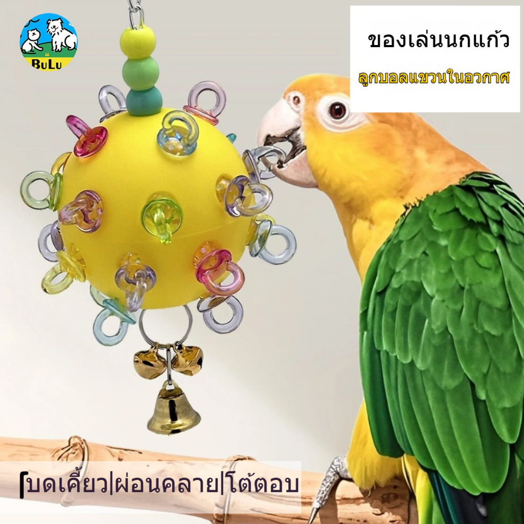 ของเล่นนกแก้วกันเบื่อ ลูกบอลอวกาศ ลับจะงอยปากเกรดอาหาร สำหรับนกฮูกทอง ค็อกคาเทล มาคอว์