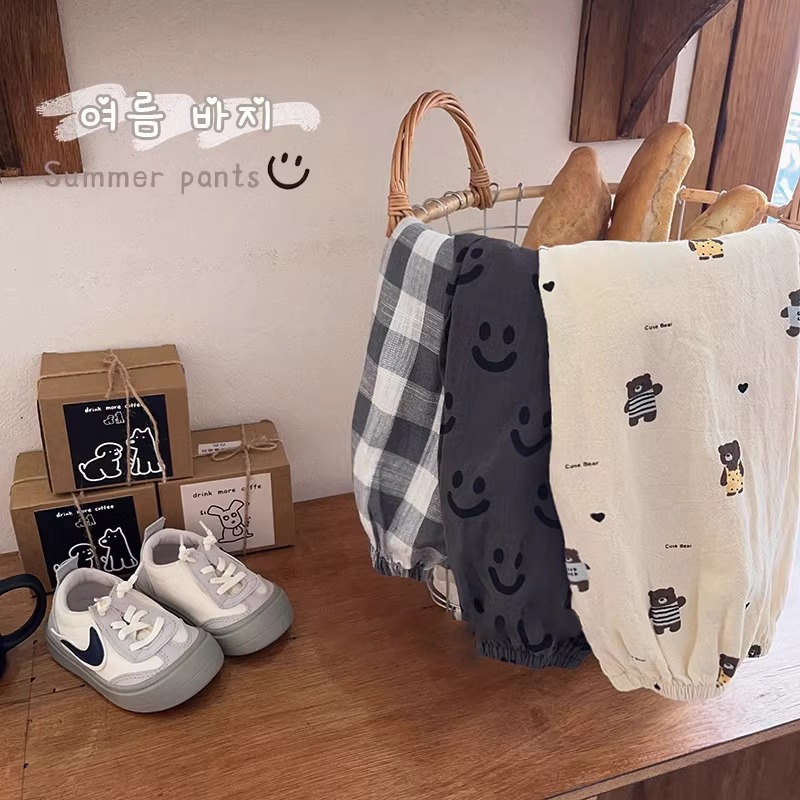 กางเกงขายาวเด็กผู้ชาย เนื้อผ้าฝ้ายแท้100% สำหรับฤดูร้อน ระบายอากาศดีเยี่ยม ลวดลายสนุกสนานสดใส สำหรับ1-9ขวบ ใส่เล่นนอกบ้าน-เที่ยวทะเล แฟชั่นเด็กอนุบาล ผ้าบุุ้มเบาสบาย ซักง่ายแห้งเร็ว ไม่ยับ ทรงกระชับสวมใส่สบาย