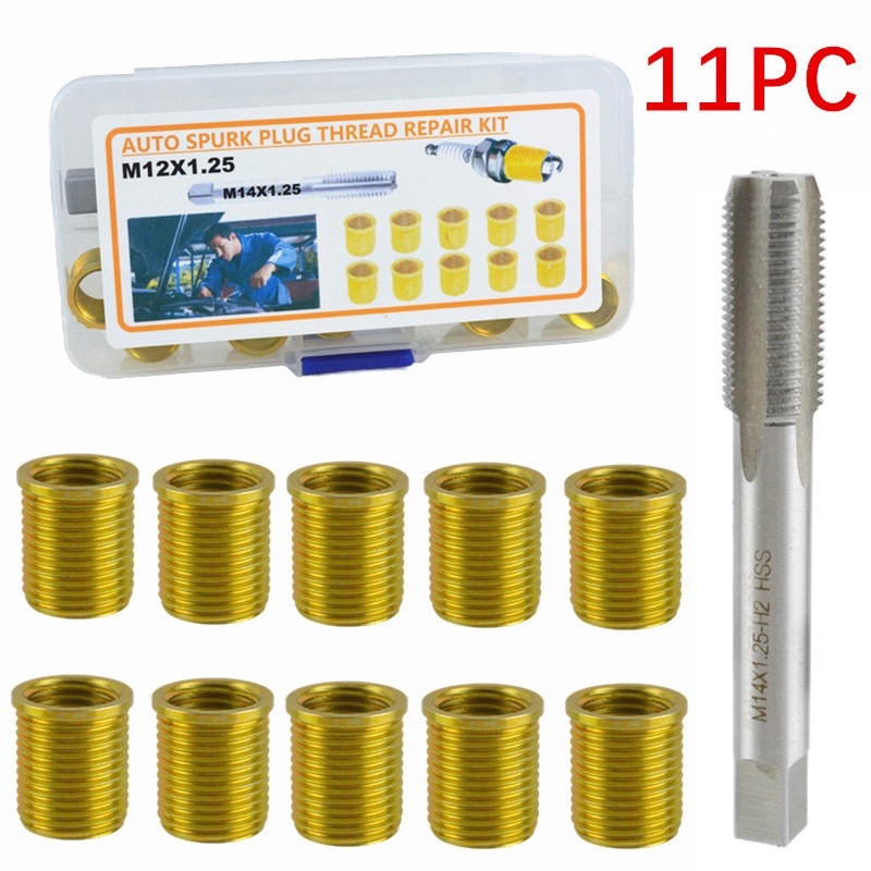 ชุด 11 ชิ้น ม12 * 1.25 ชุดเกลียวหัวเทียนซ่อมด้ายซ่อมชิ้นส่วนทดแทน