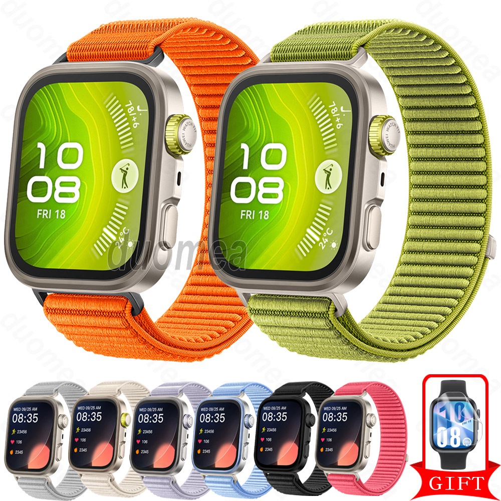 สร้อยข้อมือไนลอนสายทออุปกรณ์เสริมแบบห่วงกีฬาสําหรับ Huawei Watch Fit 5 4 3 / Huawei Watch Fit 5 4 Pro