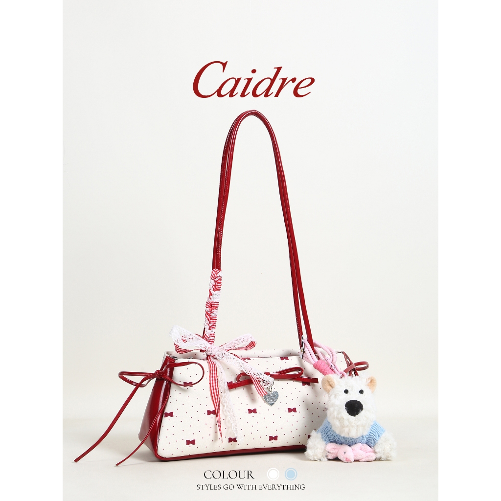 Caidre สีดอท.Canvas Bag อเนกประสงค์สำหรับหญิง พวงมาลัยใต้วงแขน เทรนดี้และใช้งานได้หลายโอกาส
