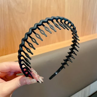Unisex Anti-Slip ฟัน Face Wash ที่คาดผมสีดําสไตล์ใหม่ Pressed Hairpin Headdress