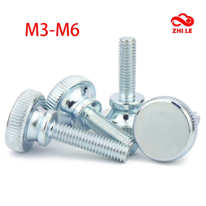 M3 M4 M5 M6 Knurled Step High Head Hand กระชับสกรู Bolt Thumb สกรูสีฟ้าสังกะสีชุบผ้าม่านผนังแก้วมือกระชับไหล่สลักเกลียว GB835