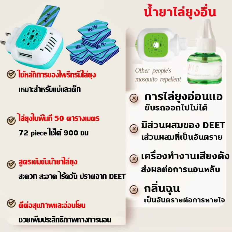 72ยากันยุง+1เครื่องไล่ยุง ยากันยุงไร้กลิ่นอ่อน ไฟฟ้า ถึง แม่และเด็ก ความปลอดภัย 300 ชั่วโมง ยาจุดกันยุง - รูปที่ 5