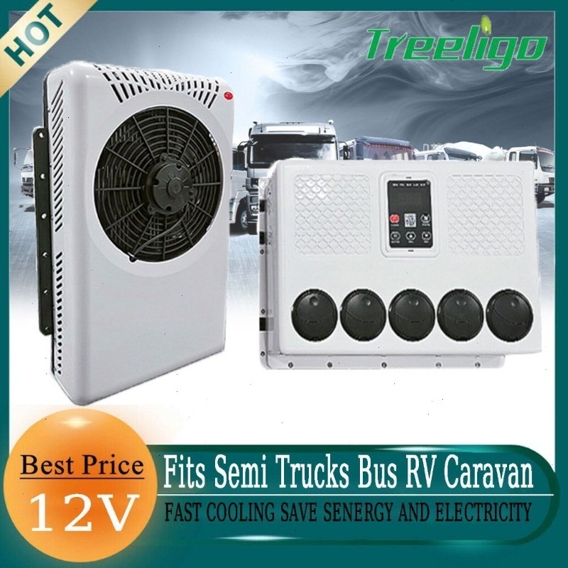 Treeligo 12000btu รถบรรทุกเครื่องปรับอากาศ 12V/24V AC สําหรับรถบรรทุกรถตู้รถบัสกึ่งรถบัส RV