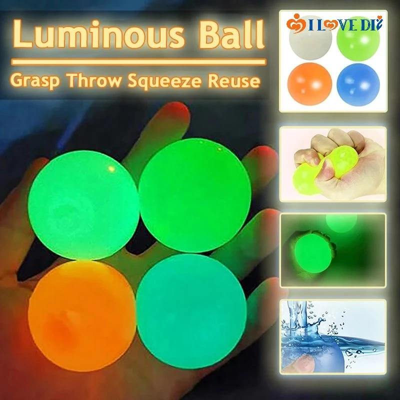 🔥พร้อมส่ง🔥ลูกบอลบีบเรืองแสง ของเล่นบรรเทาความเครียด สําหรับเด็ก Sticky ball