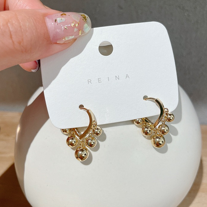 [GG] ต่างหูลูกพู่ต่างหูองุ่นขนาดเล็กอุปกรณ์เสริมสุภาพสตรีเลียนแบบภูมิแพ้ - รูปที่ 4