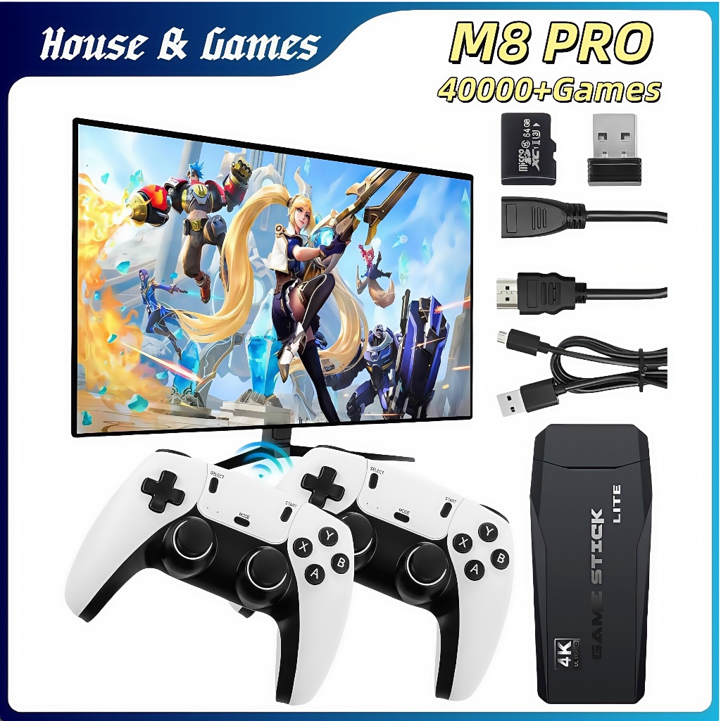 M8pro ไร้สาย Retro Gaming คอนโซลเกม Stick 4K HDMl เอาต์พุต Retro Play คอนโซลวิดีโอเกมสําหรับทีวี