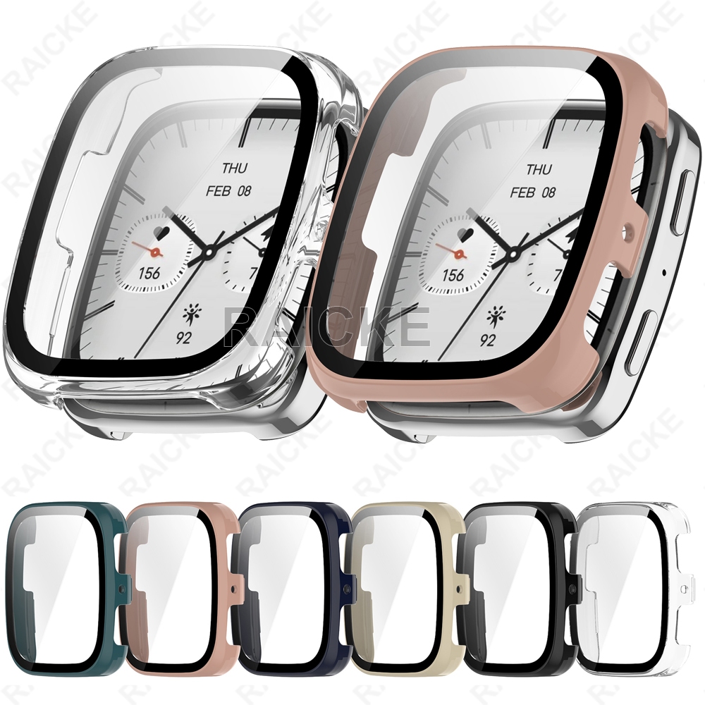 เคสพีซีแบบแข็งพร้อมฝาครอบฟิล์มกระจกนิรภัยปกป้องหน้าจอสําหรับ Amazfit Active 2 Square