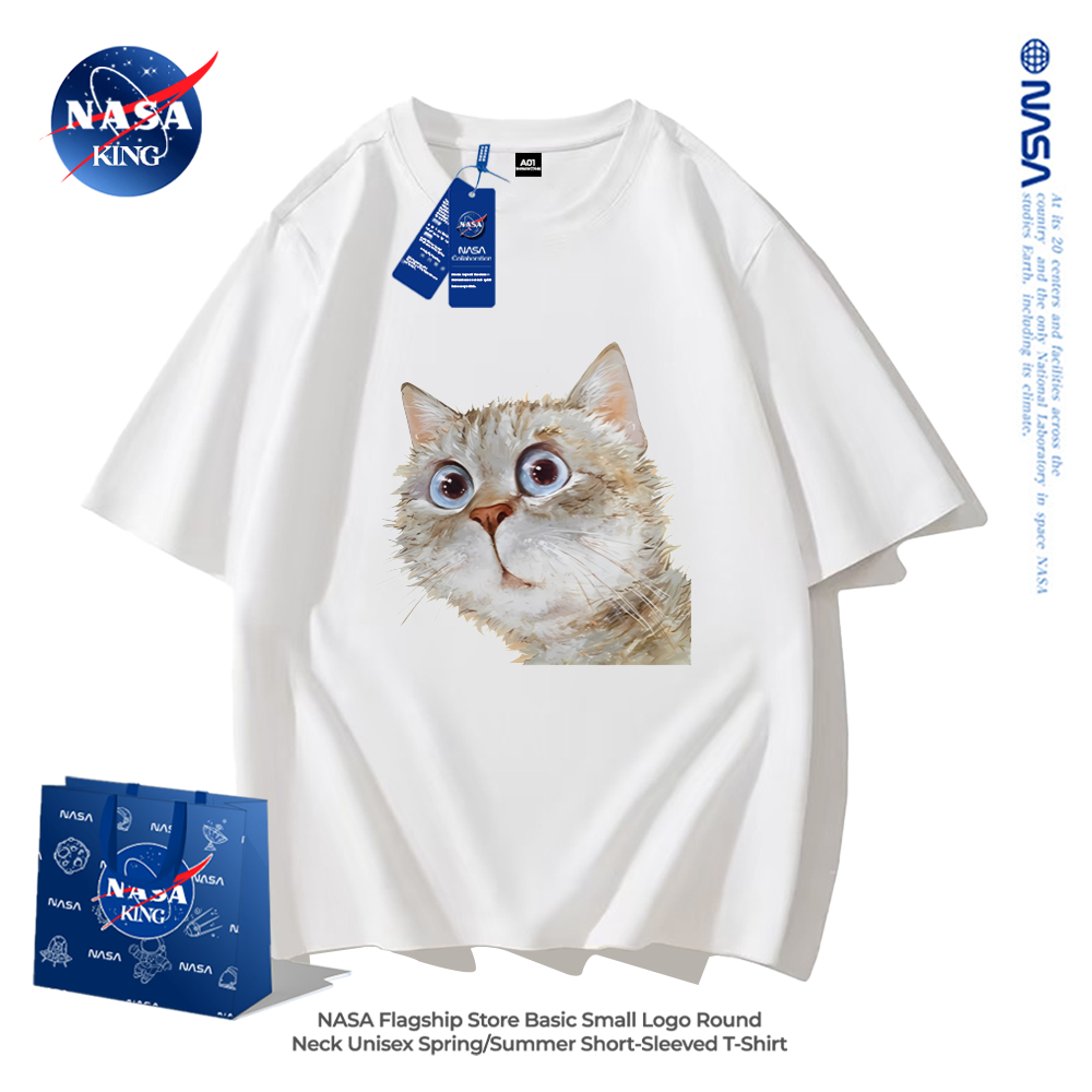 NASA เสื้อยืดแขนสั้น ผ้าฝ้าย 100% สไตล์เกาหลี ใส่ได้ทั้งชายและหญิง เหมาะสำหรับวัยรุ่น