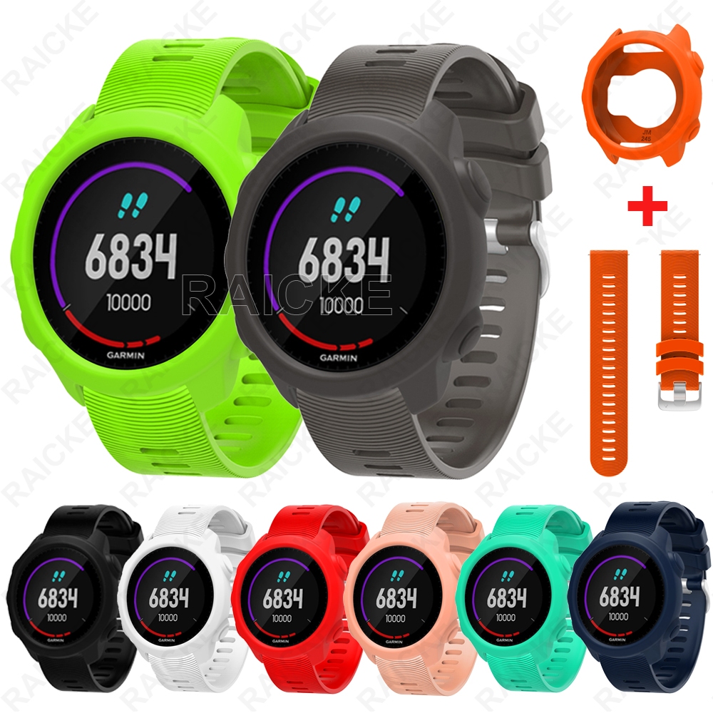 สายรัดซิลิโคนอ่อนสายยางกีฬาพร้อมกรณีสำหรับ Garmin Forerunner 245
