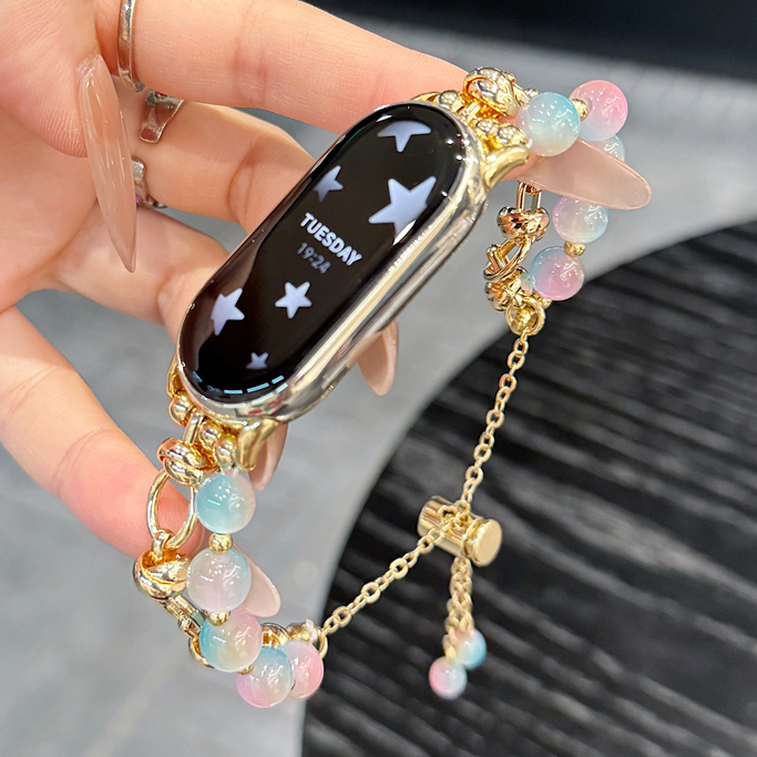 Bling อัญมณีลูกปัดสายนาฬิกาสําหรับ mi band 10 สาย mi band 8/mi band 9 สายลูกปัด mi band 8 สาย Redmi 