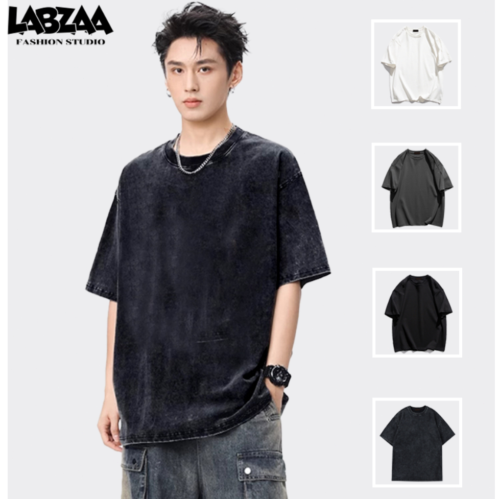 เสื้อยืดคอกลมแขนสั้น สไตล์วินเทจล้างฟอก แนวสตรีทแฟชั่น ผ้าแห้งเร็ว ทรงหลวม ใส่สบาย ไม่ต้องรีด YG0