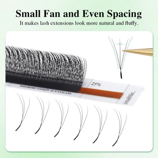 NAGARAKU แคบ W รูปร่าง 3D Eyelash Extensions ขนตานุ่มธรรมชาติ Smaller Spacing