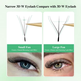 NAGARAKU แคบ W รูปร่าง 3D Eyelash Extensions ขนตานุ่มธรรมชาติ Smaller Spacing