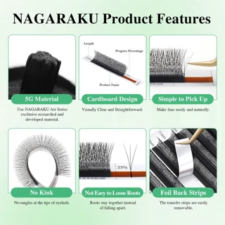 NAGARAKU แคบ W รูปร่าง 3D Eyelash Extensions ขนตานุ่มธรรมชาติ Smaller Spacing