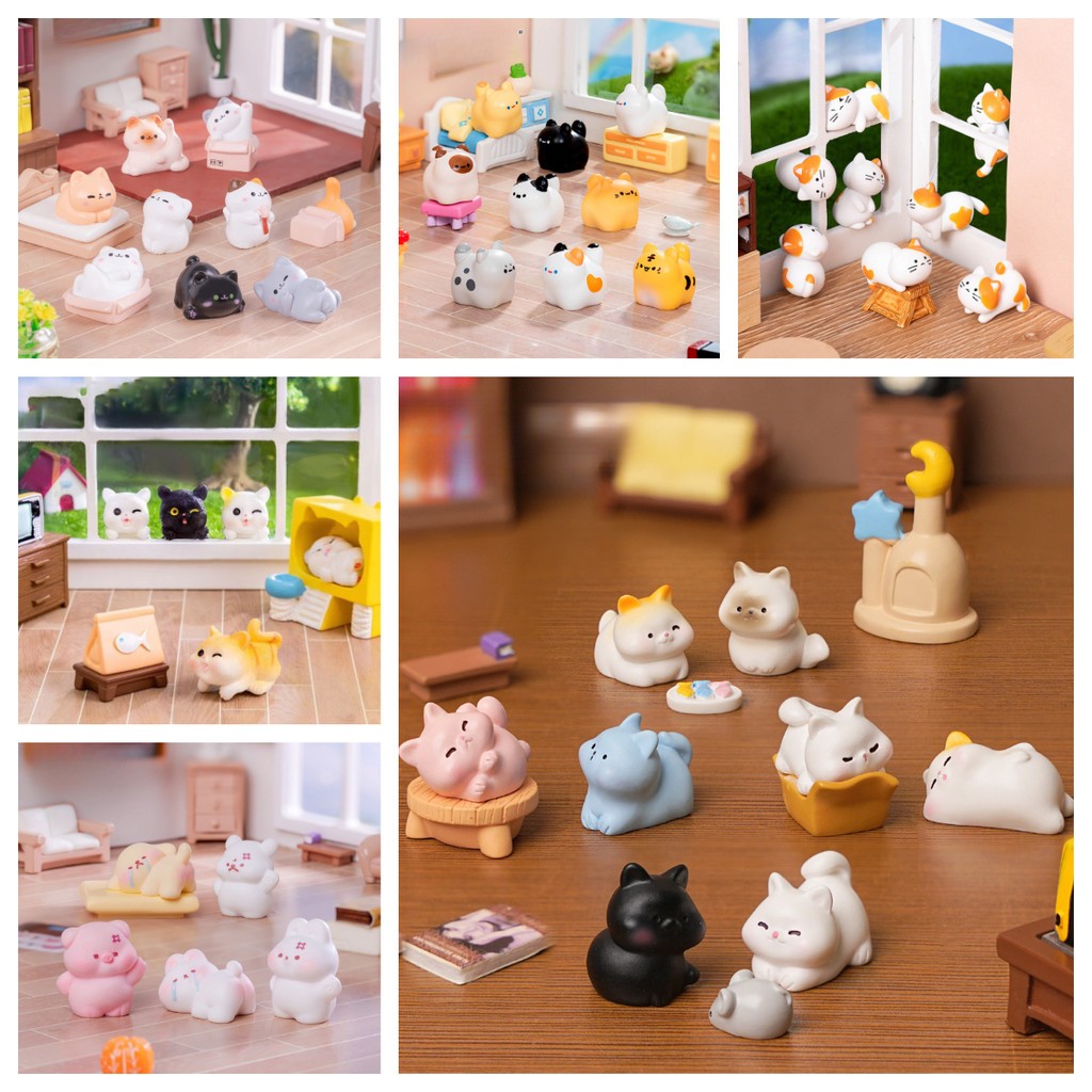 1 ชุดการ์ตูนแมว Miniatures เรซิ่นสัตว์เครื่องประดับ DIY Fairy ตกแต่งสวน Moss Terrarium Micro ภูมิทัศน์