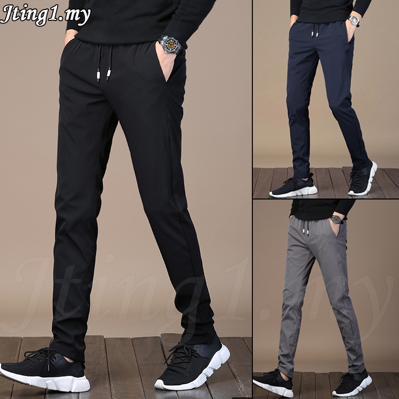 ผ้าไหมน้ําแข็ง Slack Lelaki Casual Seluar Lelaki Baggy กางเกงกางเกงขายาวผู้ชาย Seluar Baggy Lelaki ต