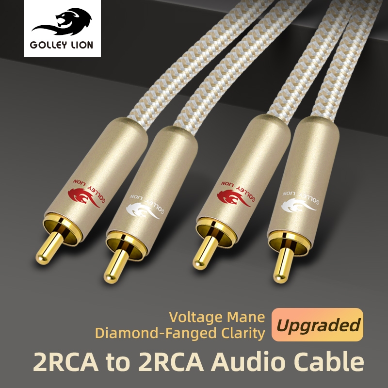 GOLLEY LION อัพเกรด 2RCA Male to 2RCA Male Stereo Audio Cable,Gold Plated | แกนทองแดงชุบเงิน