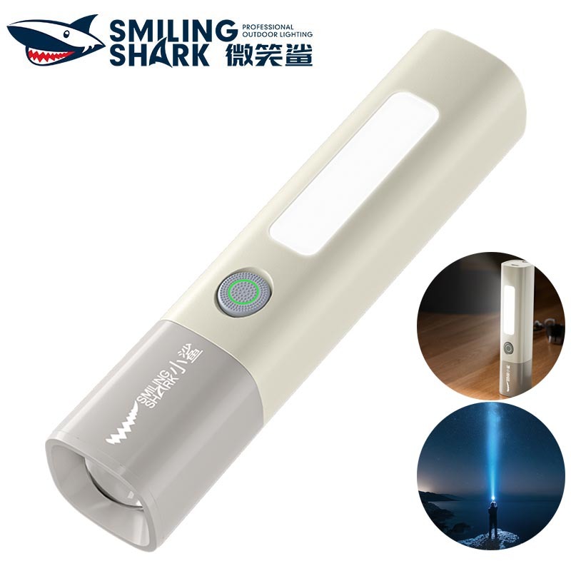 SmilingShark SD1039 ไฟฉาย led มินิ M60 6000LM ด้วยไฟด้านซัง สว่างมาก ไฟคบเพลิง ซูมได้ 4 โหมด Type-C แบบชาร์จได้ มีน้ำหนักเบา กันน้ำสำหรับการตั้งแคมป์ปีนเขา