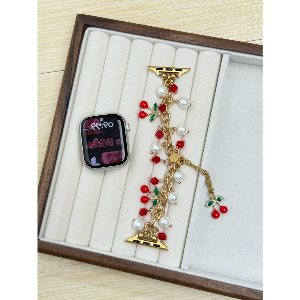 Cherry Loop Link สาย Apple Watch ผู้หญิง Series Ultra 10/9/8/7/6/5/4/3/2/1 SE ขนาด 38/40/41/42/44/45/46/49 มม.