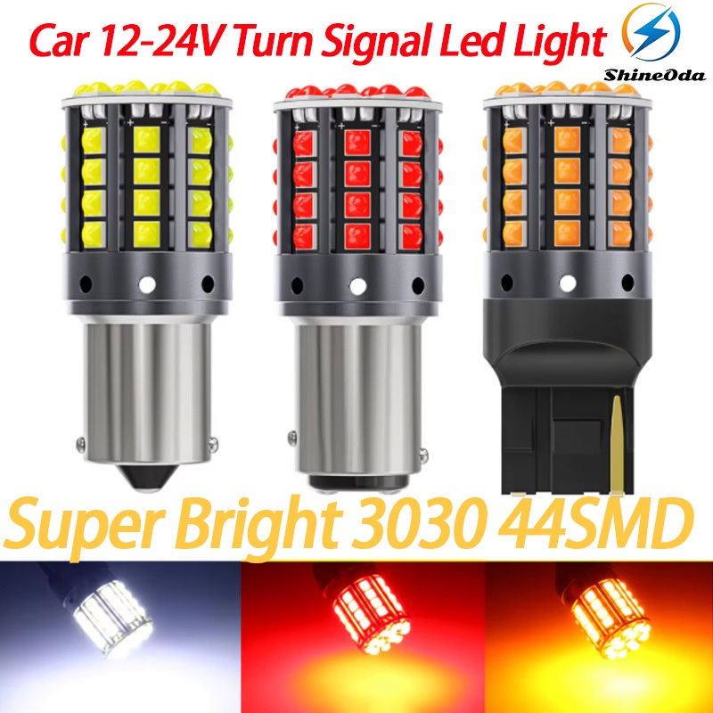 2PCS 12 V-24 V T20 Super Bright ไฟเลี้ยวรถไฟ Led 3030 44SMD ไม่มีข้อผิดพลาดรถจักรยานยนต์ย้อนกลับไฟท้ายเบรคโคมไฟด้านข้าง Marker หลอดไฟ
