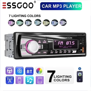 ESSGOO หัวเครื่องเสียงรถ 1 Din Bluetooth เล่นเพลงผ่าน USB/SD/AUX/FM รองรับซับวูฟเฟอร์ จอภาพมัลติมีเดีย