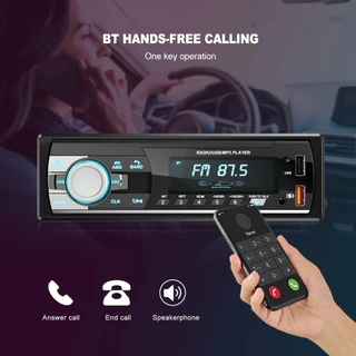 ESSGOO หัวเครื่องเสียงรถ 1 Din Bluetooth เล่นเพลงผ่าน USB/SD/AUX/FM รองรับซับวูฟเฟอร์ จอภาพมัลติมีเดีย