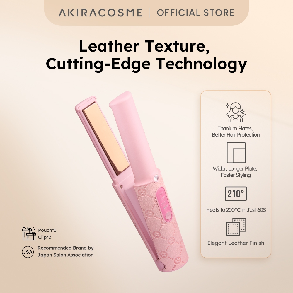 Akiracosme Diamond แบบพกพา USB ไร้สายไร้สาย 2 in 1 เครื่องหนีบผมเซรามิก Curler เหล็กแบน