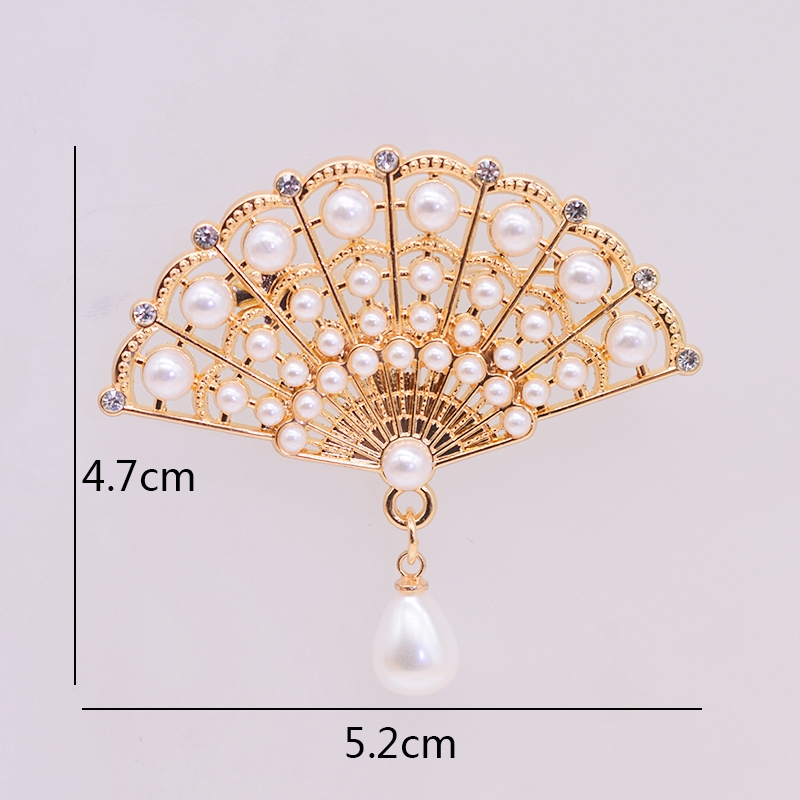 พัดลมโบราณเข็มกลัด เคลือบด้วยทอง 24K ปราศจากอาการแพ้ พร้อมใช้งานในงานเลี้ยงหรือโอกาสสำคัญ - รูปที่ 2