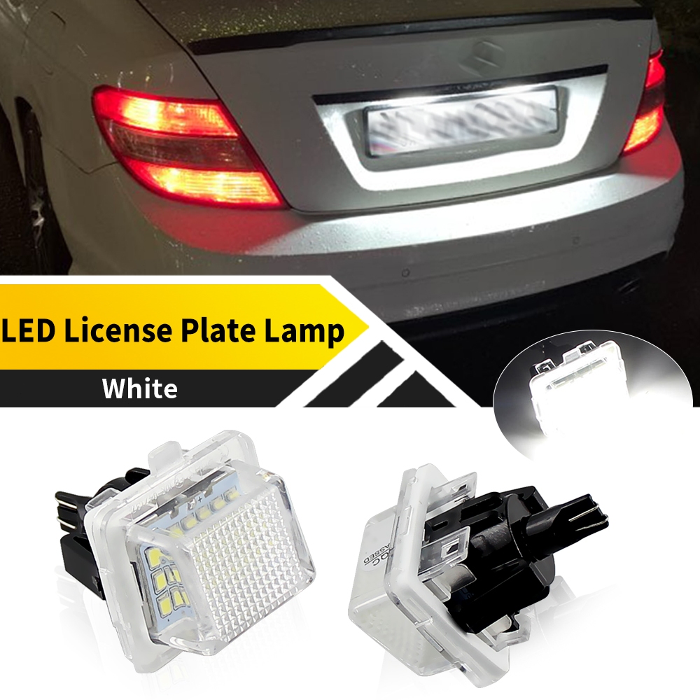 2pcs LED ป้ายทะเบียนหลอดไฟสีขาวสําหรับ Mercedes Benz C-Class W204 2D/4D/5D 2007-2011 สําหรับ Mercede
