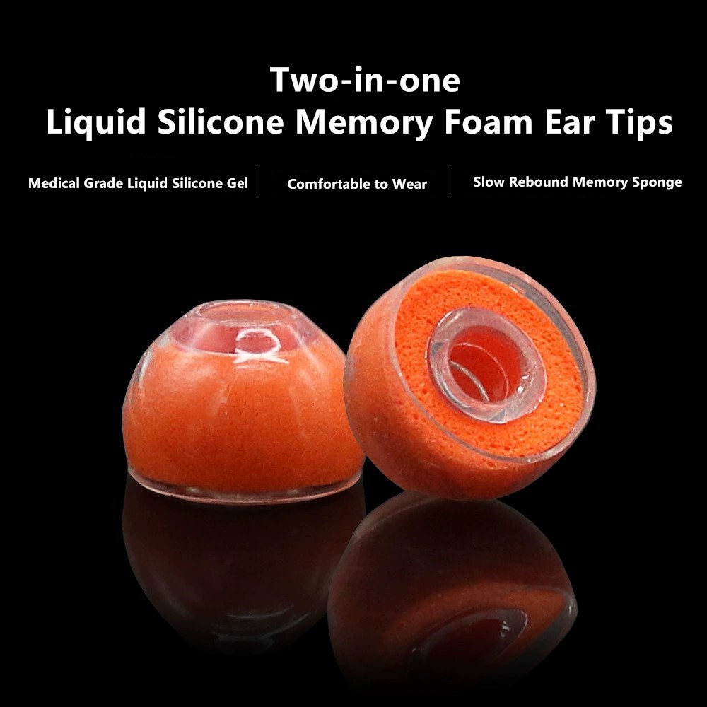 FENGRU เคล็ดลับหูพีช S/M/L ซิลิโคนเหลวหน่วยความจําโฟมซิลิโคนสากล Eartips สําหรับหูฟังชนิดใส่ในหู