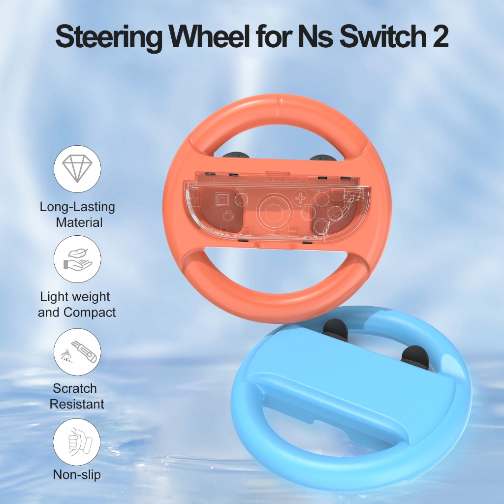 พวงมาลัยสําหรับสวิตช์ 2, ล้อแข่งสําหรับ NS2 Mario Kart World/8 Deluxe, ปลอกแฮนด์กันลื่น, Plug-and-Play Universal