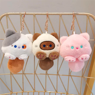 ตุ๊กตากาแฟแมวตุ๊กตาพวงกุญแจสร้างสรรค์นุ่มปุยสัตว์ตุ๊กตาพวงกุญแจที่มีสีสัน อิน แมวเด็ก