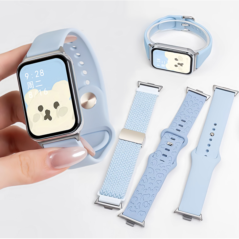 Blue Watch Strap Compatible for Galaxy fit 3 สาย Smart Watch Strap Lovely Silicone สาย Galaxy Fit 3 