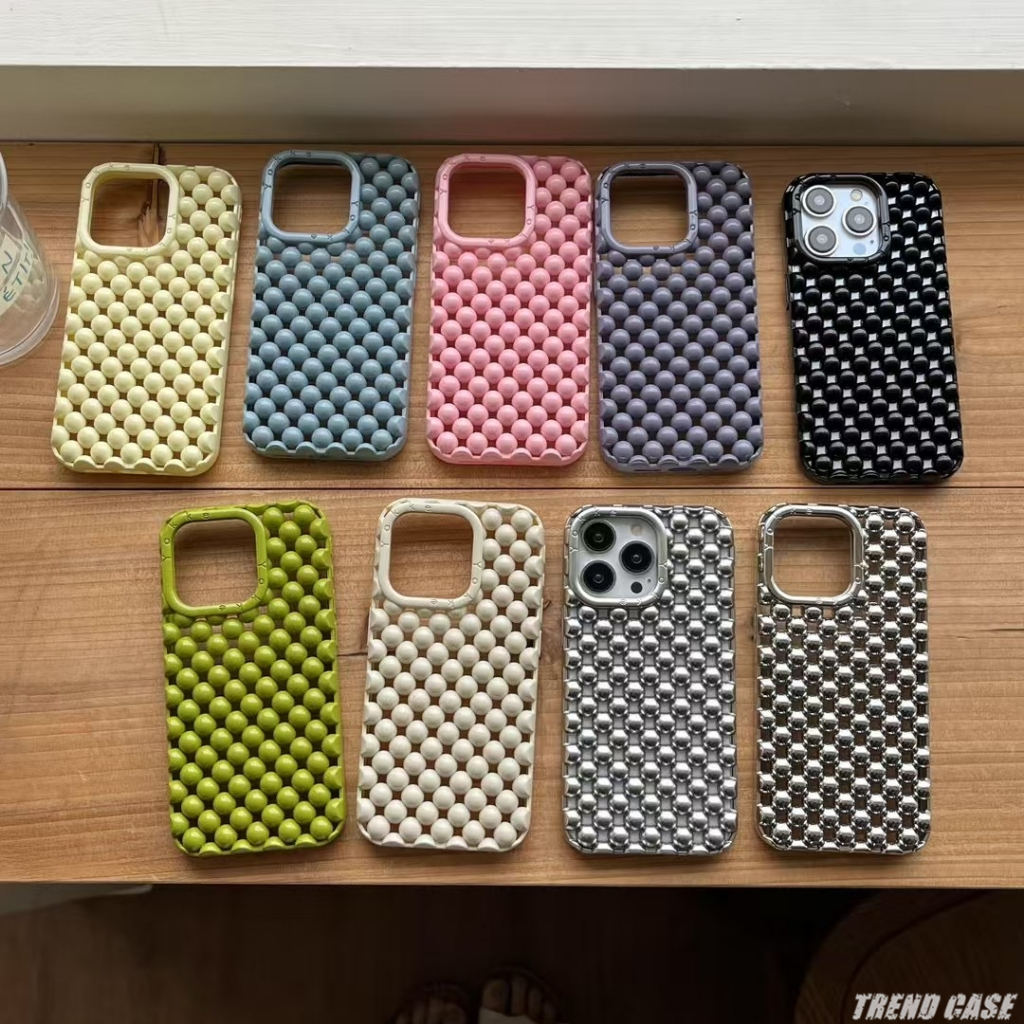 แฟชั่นสีทึบมุกรอบลูกปัดกลวงออกกระจายความร้อนเคสโทรศัพท์สําหรับ ไอโฟน 17 16 15 14 13 มือโปร สูงสุด