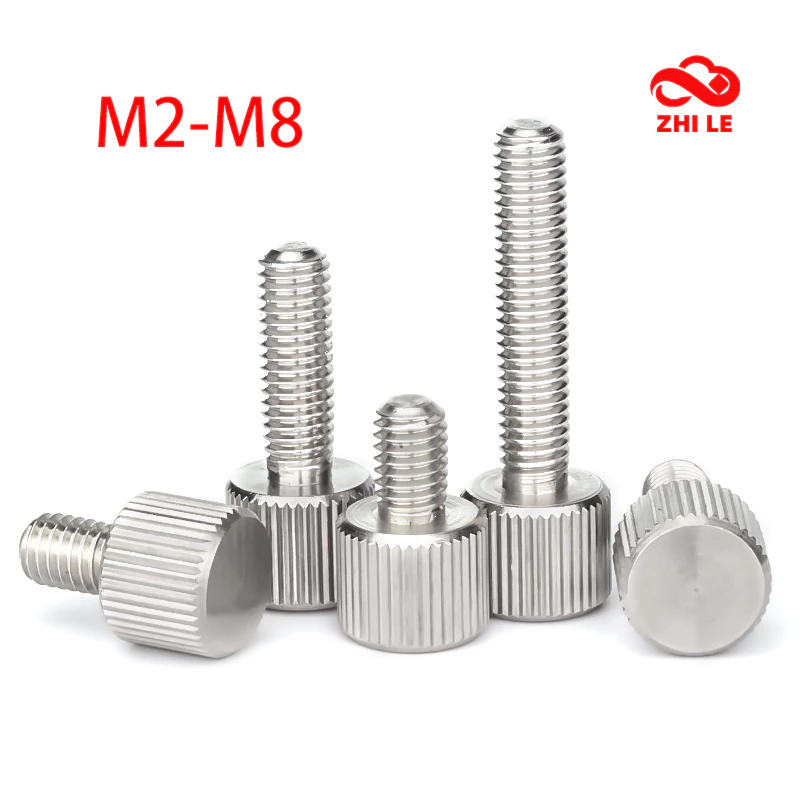 M2-M8 Knurled มือกระชับแบนรอบหัวสกรู Bolt Thumb สกรู 304 สแตนเลสมือกระชับปรับสลักเกลียว M2.5 M3 M4 M5 M6