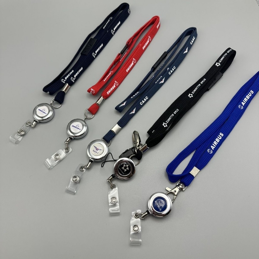 โบอิ้งโบอิ้ง ID Lanyard Easy Pull Buckle China Civil Airlines CAAC Airlines ID Holder Badge Card Retractable Rope ZX