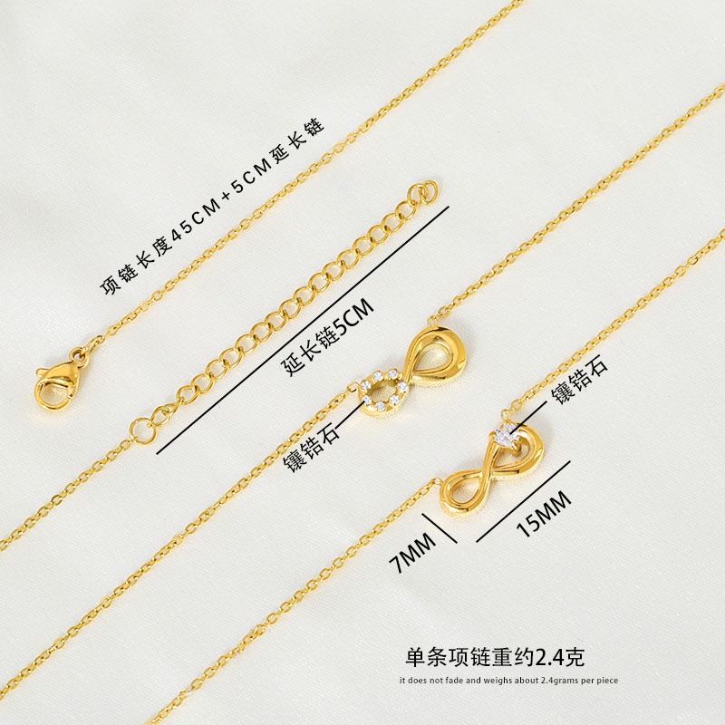 สร้อยคอมีลวดลายวงกลมต่อเนื่อง สแตนเลสชุบทาเทเนียม เคลือบด้วยทองคำ 18K สำหรับผู้หญิง - รูปที่ 3