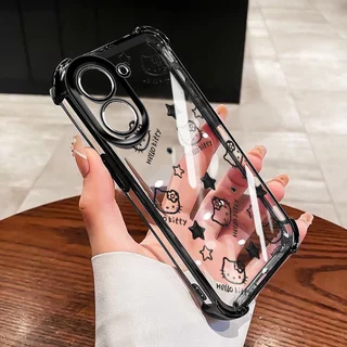 YBD Anti Fall สี่มุมสําหรับ Redmi 15A A7 Pro A5 Turbo 4 Pro Xiaomi POCO F7 POCO C71 C85X Clear เคสโทรศัพท์ Hollow Out การ์ตูนรูปแบบตัวอักษร