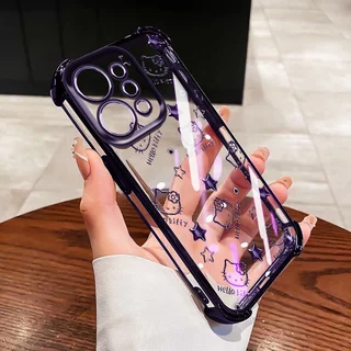 YBD Anti Fall สี่มุมสําหรับ OPPO A6T A6 Pro A6X A6S Reno 15 Pro 15F Reno 14 Pro Reno 14F 5G Clear เคสโทรศัพท์ Hollow Out การ์ตูนรูปแบบตัวอักษร