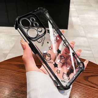 YBD Anti Fall สี่มุมสําหรับ OPPO A6T A6 Pro A6X A6S Reno 15 Pro 15F Reno 14 Pro Reno 14F 5G Clear เคสโทรศัพท์ Hollow Out การ์ตูนรูปแบบตัวอักษร