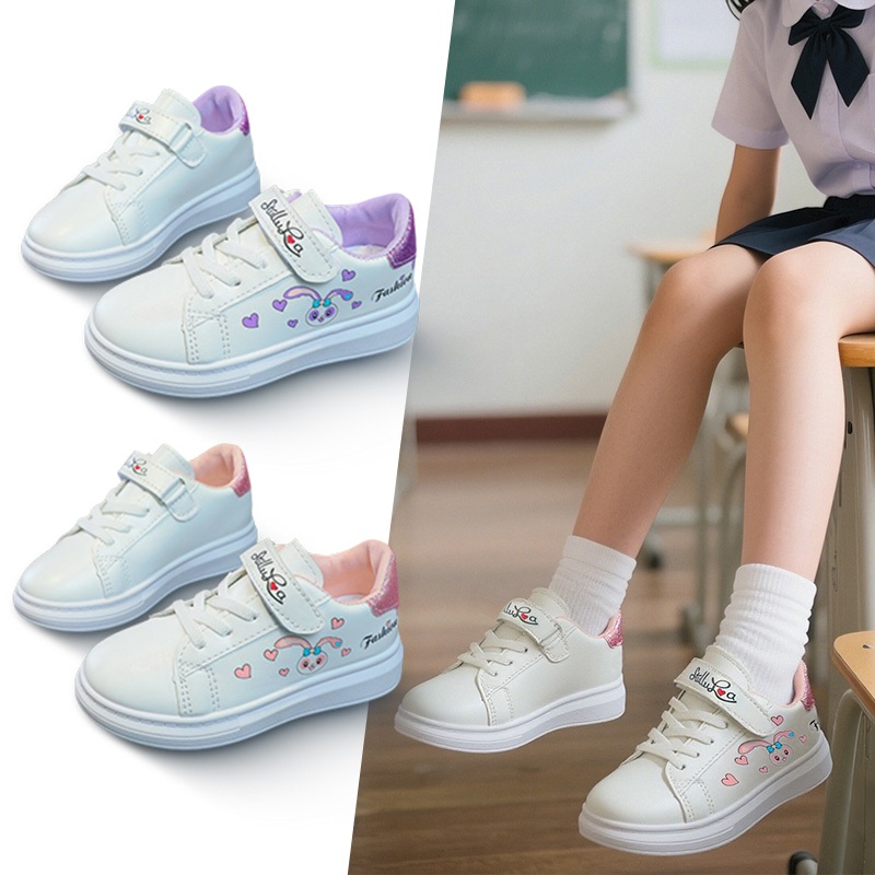 [Local Shipping]รองเท้ากีฬาเด็กสีขาว สำหรับเด็กอายุ 6-12ปีด้านยางกันลื่น ระบายอากาศได้ดี เด็กผู้หญิง - รูปที่ 2